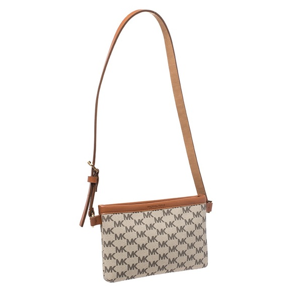Michael Kors Monogram Shoulder Bag | Tan & Brown | Signature Canvas - Picture 1 of 8